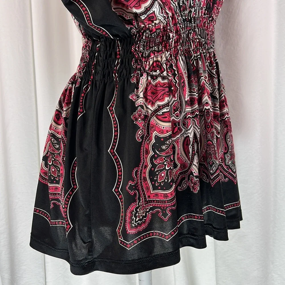 HeartSoul L Black/Burgundy Patterned Blouse - Picture 8 of 13